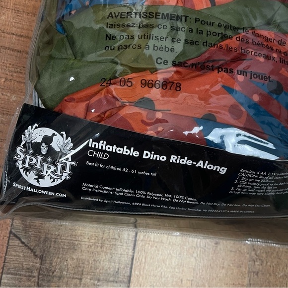 NEW Spirit Inflatable Dino Ride-Along Kids One Size Costume Dinosaur - Picture 4 of 5